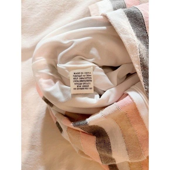 Very J | White Gray Pink Striped Romper with Pockets Size Large Belt Loops Short - Picture 4 of 10